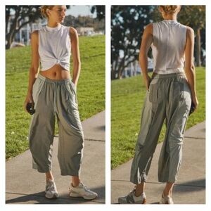 Anthropologie Daily Practice Mint Green Color Block Nylon Parachute Pants